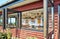 View into the restaurant on the vineyard in Loddin. Usedom Island on the Baltic Sea