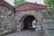 View of restored fortres buildings fnd fortifications built of large granite stones on a summer day