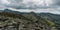 View from Retezat mountain peak summit in Retezat mountains in Romania