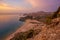 View of the Rhodes coast from Tsambika Monastery, Rhodos, Greece