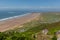 View from Rhossili Down to Burry Holms and Hillend The Gower Wales UK in summer