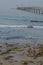 View of Richfield Pier out to Rincon Island on the Pacific Ocean. In Mussel Shoals, Ventura County, California