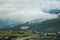 View of Rinpung Dzong on a dramatically cloudy day in Paro valley, Bhutan