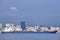 View of Rio de Janeiro city and freighter