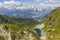 View from Rippetegg to lake Mittersee Spiegelsee and mountain Da