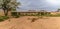 A view from the river bed towards the bridge over the Agab river at Oruhito in Namibia