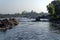 View of river Betwa and her rocky shore at Orchha