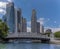 A view from a river boat on the Singapore River past the Anderson Bridge in Singapore, Asia