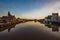 A view of the river from the bridge in the seaside town of Great yarmouth just before sundown