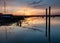 View on River Coquet at Amble on the coast of Northumberland at sunset.