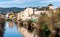 View of river Cua and the village of Cacabelos in Spain.