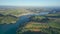 View of River Dart and Fields over Kingswear and Dartmouth from a drone, Devon, England