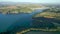 View of River Dart and Fields over Kingswear and Dartmouth from a drone, Devon, England