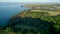 View of River Dart and Fields over Kingswear and Dartmouth from a drone, Devon, England