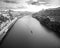 View of the River Douro and waterfronts in the city of Porto. Sunny day. Toned