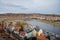 View of the river Elbe from the observation deck, in the courtyard of Albrechtsburg castle, beautiful panorama view of  Meissen,