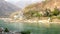 View on the river Ganga at Laxmanjhula in India at sunset