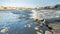 View of the river Shannon with its crystal clear waters and stones on the shore