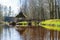 View of the river in spring, resting on the island, picnic place