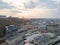 View of the river station, Postal Square with St. Elijah Church , tourist boats and the Andreev Church in Kyiv city