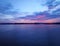View of the river and the sunset. Dnieper River, Ukraine