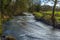 A view of  the River Syfynwy approaching the Gelli bridge, Wales, an eighteenth-century, grade 2 bridge