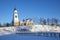 View from the river to the old Resurrection Cathedral on a sunny January day. Kashin