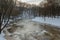 View of the river Vilnia in the park in Vilnius in winter. Lithuania