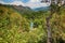 The view of river and Waterfall El- Nicho and trees and mountains in Cuba