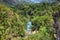 The view of river and Waterfall El- Nicho and trees and mountains in Cuba