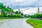 View of riverside of Salzach river in Salzburg, Austria....IMAGE