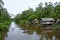 A view of riverside village of Sekonyer river, Indonesia