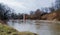 View from the Riverwalk in Chernyakhovsk, Russia of the Angrapa River as it reaches flood levels