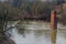 View from the Riverwalk in Chernyakhovsk, Russia of the Angrapa River as it reaches flood levels