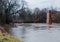 View from the Riverwalk in Chernyakhovsk, Russia of the Angrapa River as it reaches flood levels