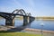 View of the road bridge over the Volga river in the city of Rybinsk. Yaroslavl region, Russia