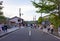 View of road with crowd of people walking near Tenryuji Temple