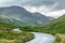 View of the road through Honister Pass, Lake District UK