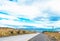 View of the road and landscape, Puerto Natales, Chile. Copy space for text