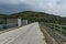 View from road over reservoir wall of Topolnitsa dam of river Topolnitsa near village Muhovo, Ihtiman region