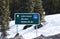 View of road sign `Lake Louise` on Trans-Canada Highway