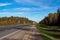 View of the roadbed of highway A130 in the Kaluga region, Russia