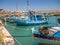 View on a Rocca a Mare fortress and port with boats in Heraklion, Crete island, Greece, 18 july 2019