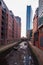 View of the Rochdale canal in Manchester, England seen here emptied of water