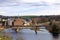 View of Rochlitz in Germany/Europe with Zwickauer Mulde River