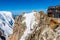 View of the rock of Aiguille du Midi, mont-Blanc, France, by beautiful weather