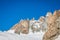 View of the rock of Aiguille du Midi, mont-Blanc, France, by beautiful weather