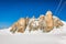 View of the rock of Aiguille du Midi, mont-Blanc, France, by beautiful weather