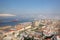 View from the Rock of the city below, the commercial port & also the coast of Africa in the far distance, Gibraltar