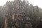 View of a rock and a heavy downpour